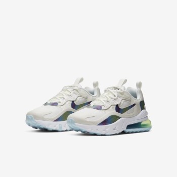 Nike Air Max 270 React - Nagyobb Gyerek Utcai Cipő - Fehér/Platina/Fehér/Színes